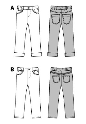 Pattern Denim trousers with lapels (Burda 2/2015, pattern number 9406 A)