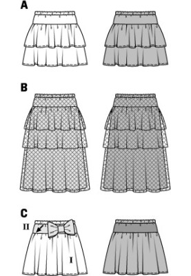 Pattern Skirt of a lush cut with frills (Burda 1/2014, pattern number 9442 A)