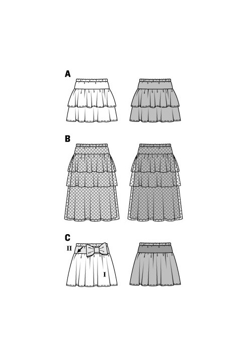 Выкройка Юбка пышного кроя с оборками (Burda 1/2014, № выкройки 9442 A)