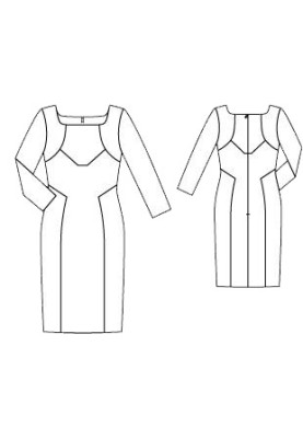 Pattern Sheath dress with a rectangular neckline (Burda 8/2015, pattern number 124 C)