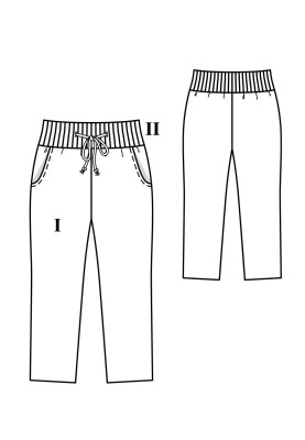 Pattern Pants knitted on a wide belt with a tie (Burda 2/2020, pattern number 131)