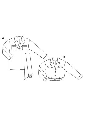 Выкройка Жакет короткий с удлиненной линией плеч (Burda 1/2018, № выкройки 6437 B)