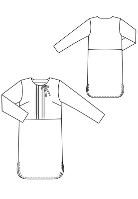 Pattern Dress of straight cut with rounded cuts on the sides (Burda 9/2020, pattern number 102)