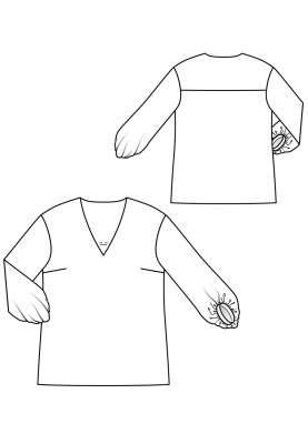 Pattern Blouse of a spacious cut with a yoke on the back (Burda 8/2018, pattern number 123 A)