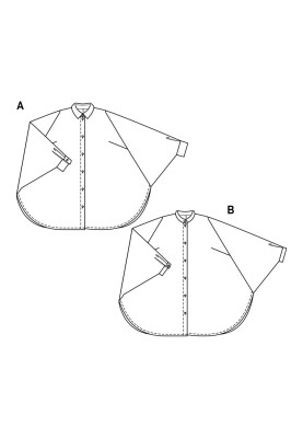 Pattern Wide-cut blouse with stand-up collar (Burda 2/2019, pattern number 6257 B)