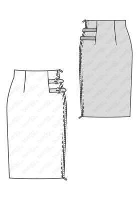 Pattern Pencil skirt with decorative fasteners (Burda 2/2017, pattern number 6467 B)