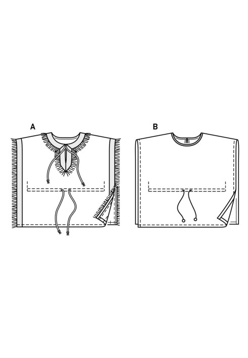 Выкройка Топ-пончо с кулиской на талии (Burda 1/2018, № выкройки 9340 B)
