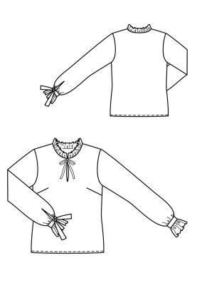 Pattern Straight-cut blouse with frills and ties (Burda 2/2020, pattern number 114)