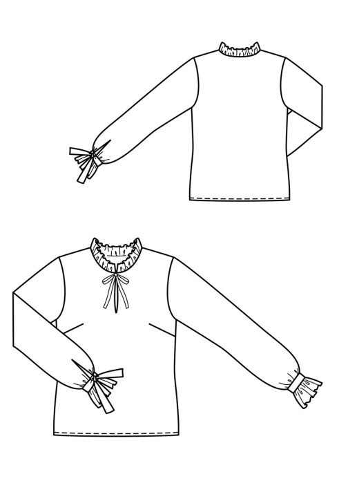 Pattern Straight-cut blouse with frills and ties (Burda 2/2020, pattern number 114)