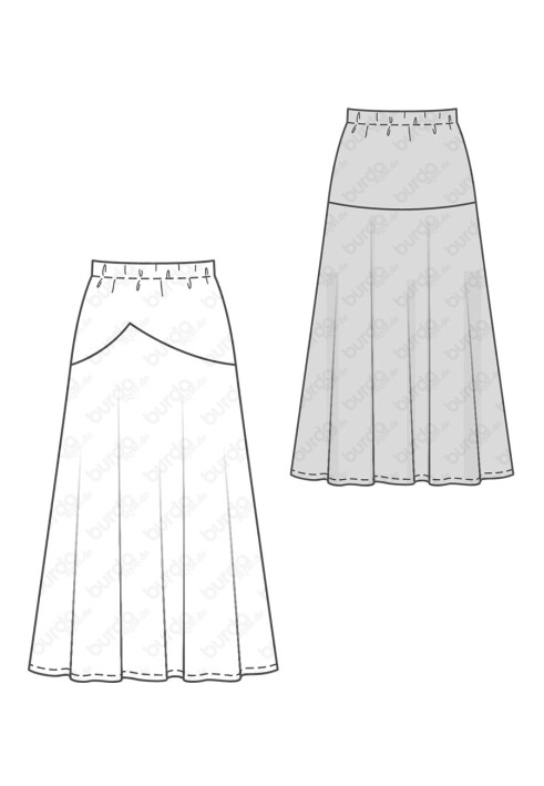 Pattern Knitted skirt on a figure yoke (Burda 2/2017, pattern number 6468 A)