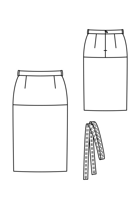 Выкройка Юбка-карандаш кожаная с поясом (Burda 9/2020, № выкройки 106)