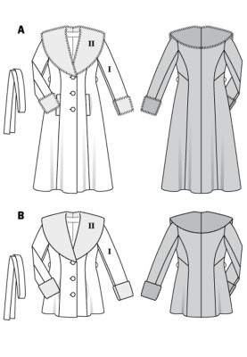 Pattern Half coat with shawl fur collar (Burda 2/2018, pattern number 6387 B)