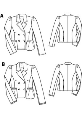 Pattern Jacket-yanker from felt loden (Burda 9/2011, pattern number 122 B)