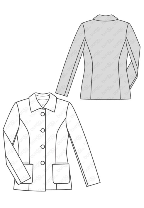 Pattern Single-breasted jacket of a fitted silhouette (Burda 2/2017, pattern number 6461 B)