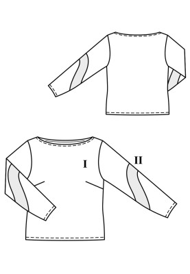 Pattern Blouse with figured inserts on the sleeves (Burda 1/2020, pattern number 115 B)