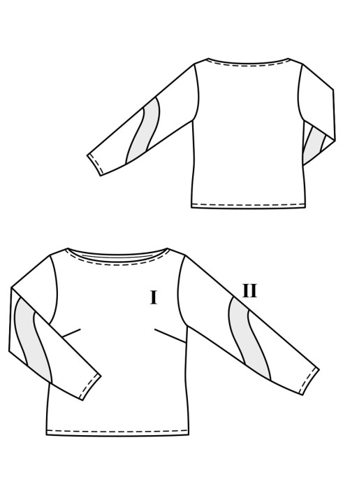 Pattern Blouse with figured inserts on the sleeves (Burda 1/2020, pattern number 115 B)