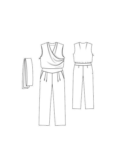 Pattern Overalls with draperies on the bodice (Burda 4/2016, pattern number 130 V)