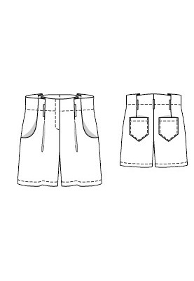 Pattern Shorts with a high waist (Burda 6/2015, pattern number 111 B)