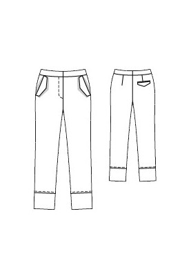 Pattern Narrow trousers with wide strips at the bottom (Burda 4/2016, pattern number 117 A)