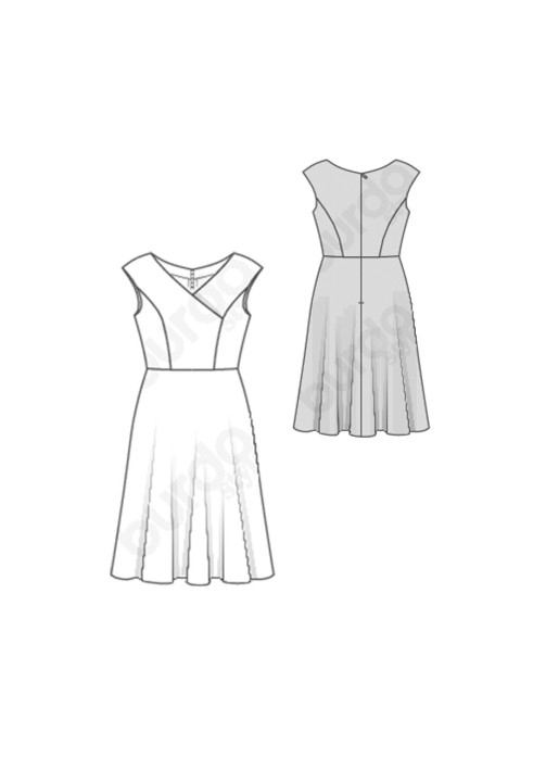 Pattern Cutaway dress with a shaped belt (Burda 1/2020, pattern number 6236 B)