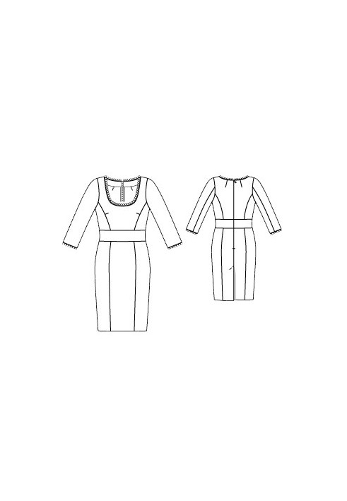 Pattern A figure-hugging dress with relief seams (Burda 2/2016, pattern number 112 A)