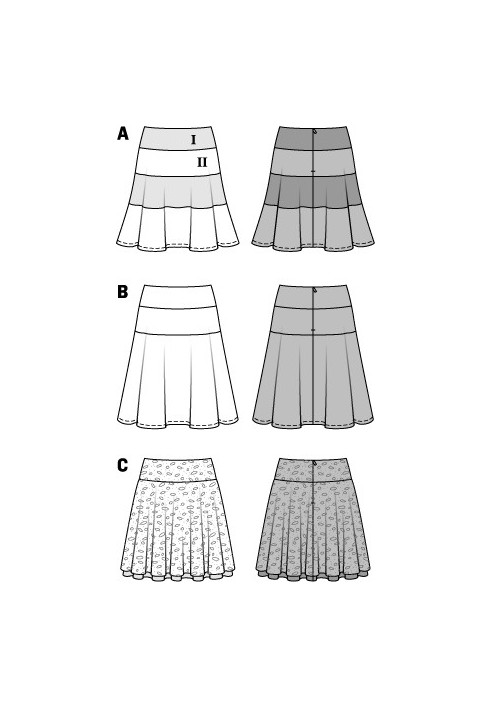 Выкройка Юбка меди на кокетке (Burda 1/2014, № выкройки 6904 B)