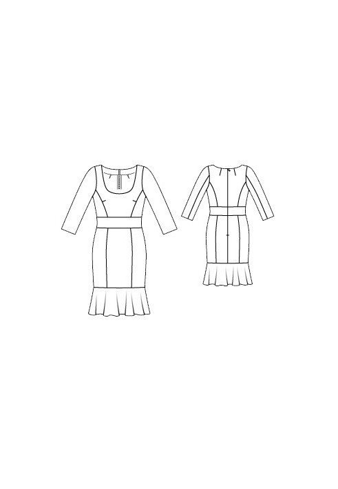 Pattern Narrow dress with 3/4 sleeves (Burda 2/2016, pattern number 112 V)