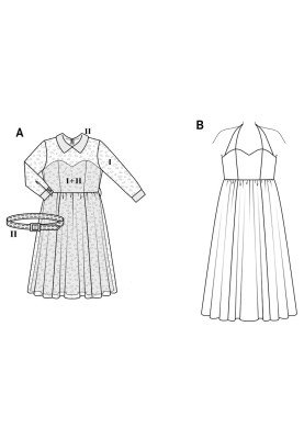 Выкройка Платье кружевное с пышной юбкой (Burda 2/2017, № выкройки 6487 A)