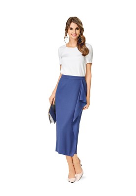 Pattern Midi Straight Skirt with Ruffle (Burda 2/2016, Pattern No. 6571 A)