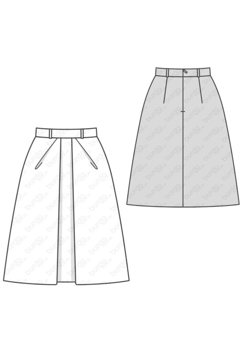 Pattern Flared silhouette skirt with oblique pleats (Burda 2/2019, pattern number 6291 B)