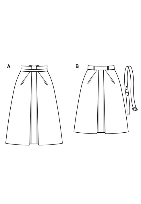 Выкройка Юбка расклешенного силуэта с косыми складками (Burda 2/2019, № выкройки 6291 B)
