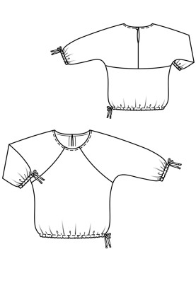 Выкройка Блуза округлого силуэта с рукавами 3/4 (Burda 8/2018, № выкройки 102 A)