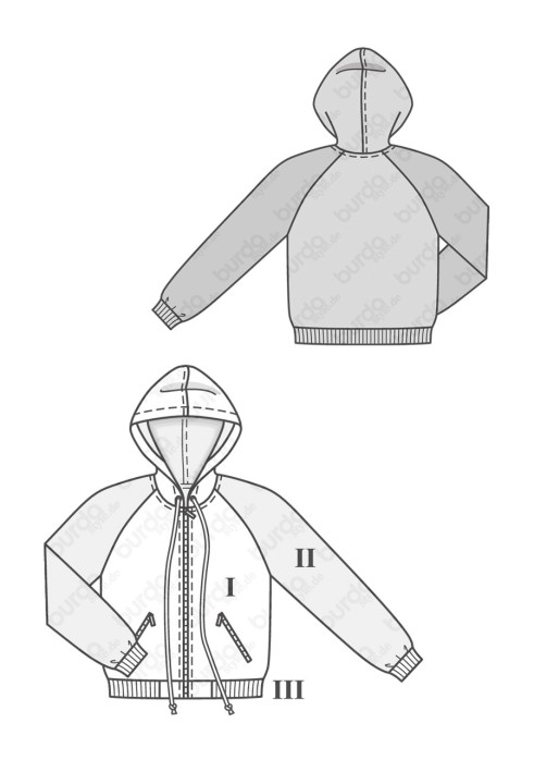 Pattern Sports jacket with a hood (Burda 2/2017, pattern number 9355 B)