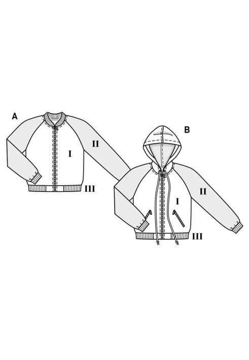 Pattern Sports jacket with a hood (Burda 2/2017, pattern number 9355 B)