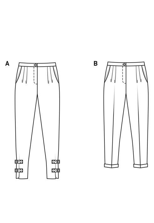 Pattern Pants 7/8 length with lapels (Burda 2/2017, pattern number 6472 B)