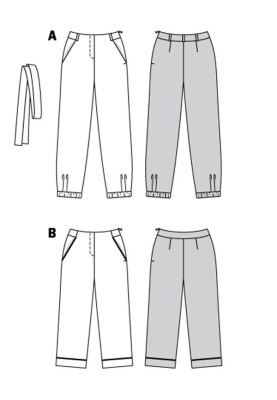 Выкройка Брюки-капри в пижамном стиле (Burda 2/2018, № выкройки 6371 B)