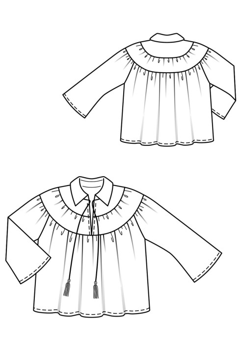 Pattern Wide-cut blouse with turn-down collar (Burda 3/2020, pattern number 117)