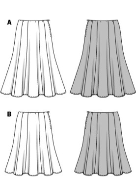 Pattern Midi length gode skirt (Burda 2/2015, pattern number 6714 A)