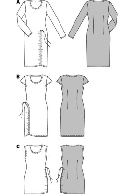 Выкройка Платье трикотажное с короткими рукавами и драпировкой (Burda 2/2015, № выкройки 6729 B)