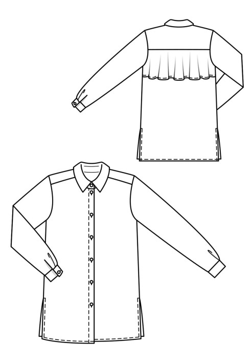 Pattern Shirt-cut blouse with a frill on the back (Burda 6/2019, pattern number 103 A)