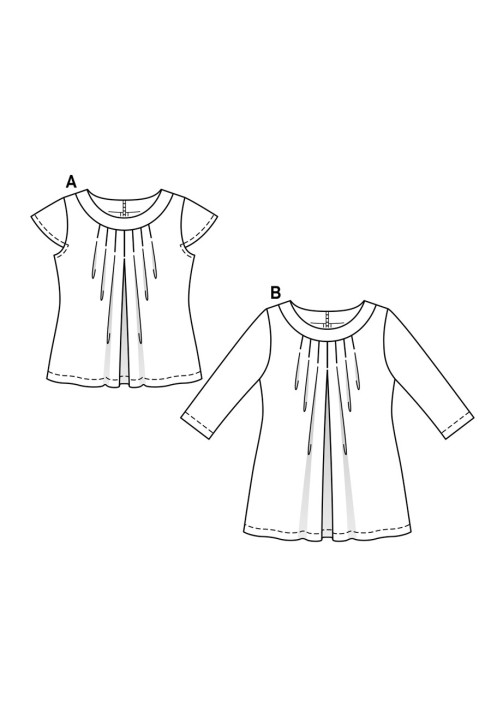 Pattern Blouse with 3/4 sleeves and pleats at the neck (Burda 1/2017, pattern number 6550 B)