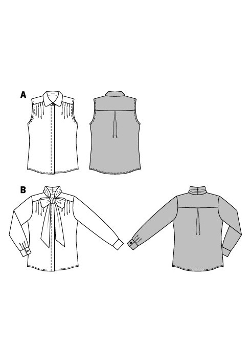 Выкройка Блузка-рубашка с воротником-бантом (Burda 2/2014, № выкройки 6840 B)