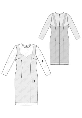 Pattern Lace sheath dress with underdress (Burda 1/2018, pattern number 6423 B)