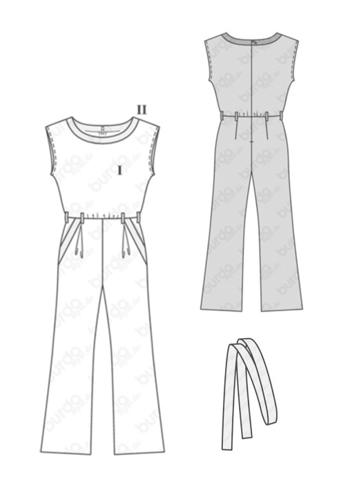 Pattern Overalls with flared trousers (Burda 1/2018, pattern number 6433 A)