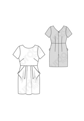 Pattern Dress in a fitted silhouette with flap pockets (Burda 1/2020, pattern number 6224 B)