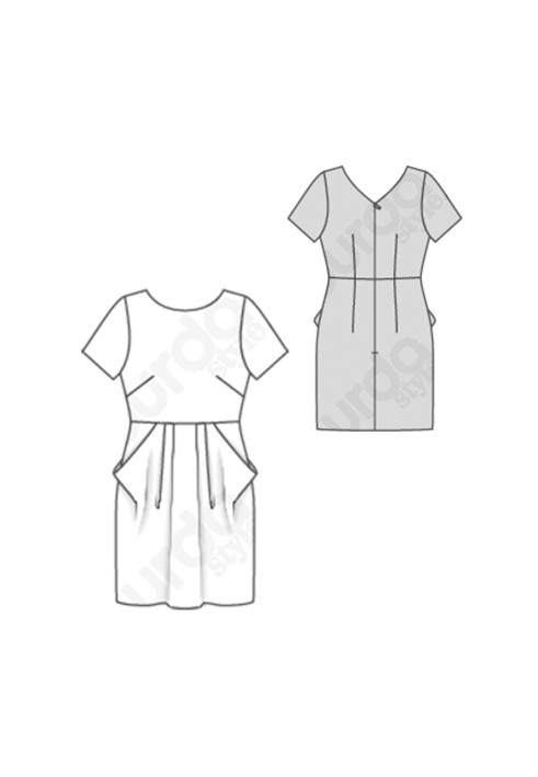 Pattern Dress in a fitted silhouette with flap pockets (Burda 1/2020, pattern number 6224 B)