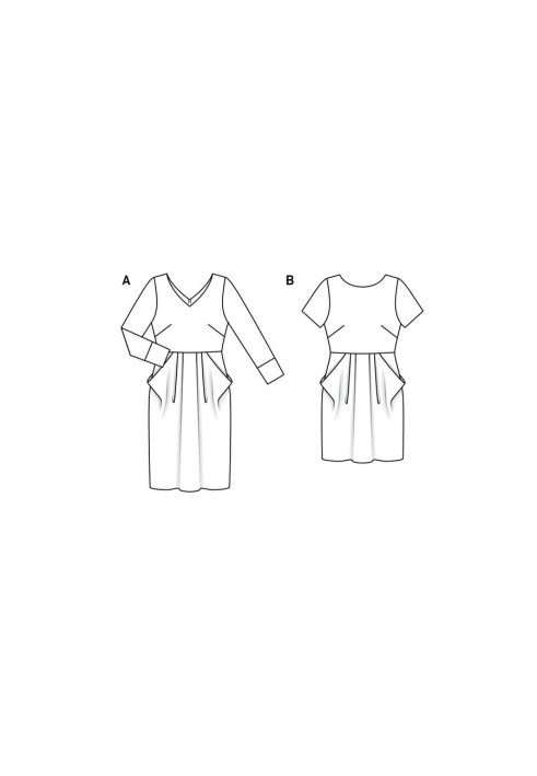 Pattern Dress in a fitted silhouette with flap pockets (Burda 1/2020, pattern number 6224 B)