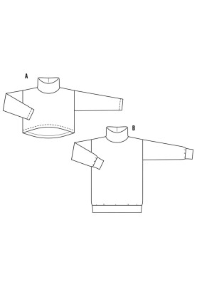 Выкройка Пуловер длинный с высоким воротником-стойкой (Burda 2/2017, № выкройки 6476 B)