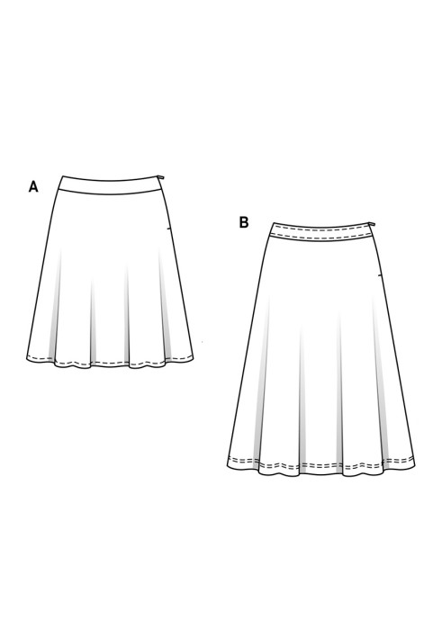 Pattern Midi skirt with a flared cut on a shaped belt (Burda 2/2017, pattern number 6491 B)