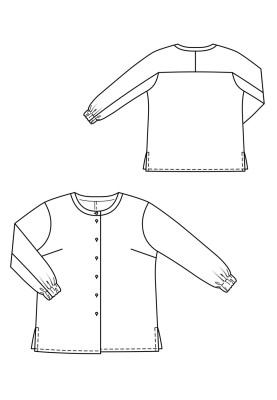 Pattern Blouse-shirt with a round neck and elastic drawstrings (Burda 3/2020, pattern number 128 B)